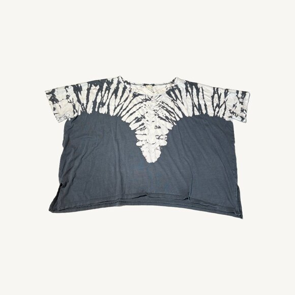 American Age Navy Blue Tie Dye Long Cropped T-Shirt Size Small - Picture 1 of 8
